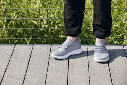 CALTO - QA065 - 2.4 Inches Taller (Grey/White Sole) - Lightweight Knitted Sneakers Tallmenshoes.com