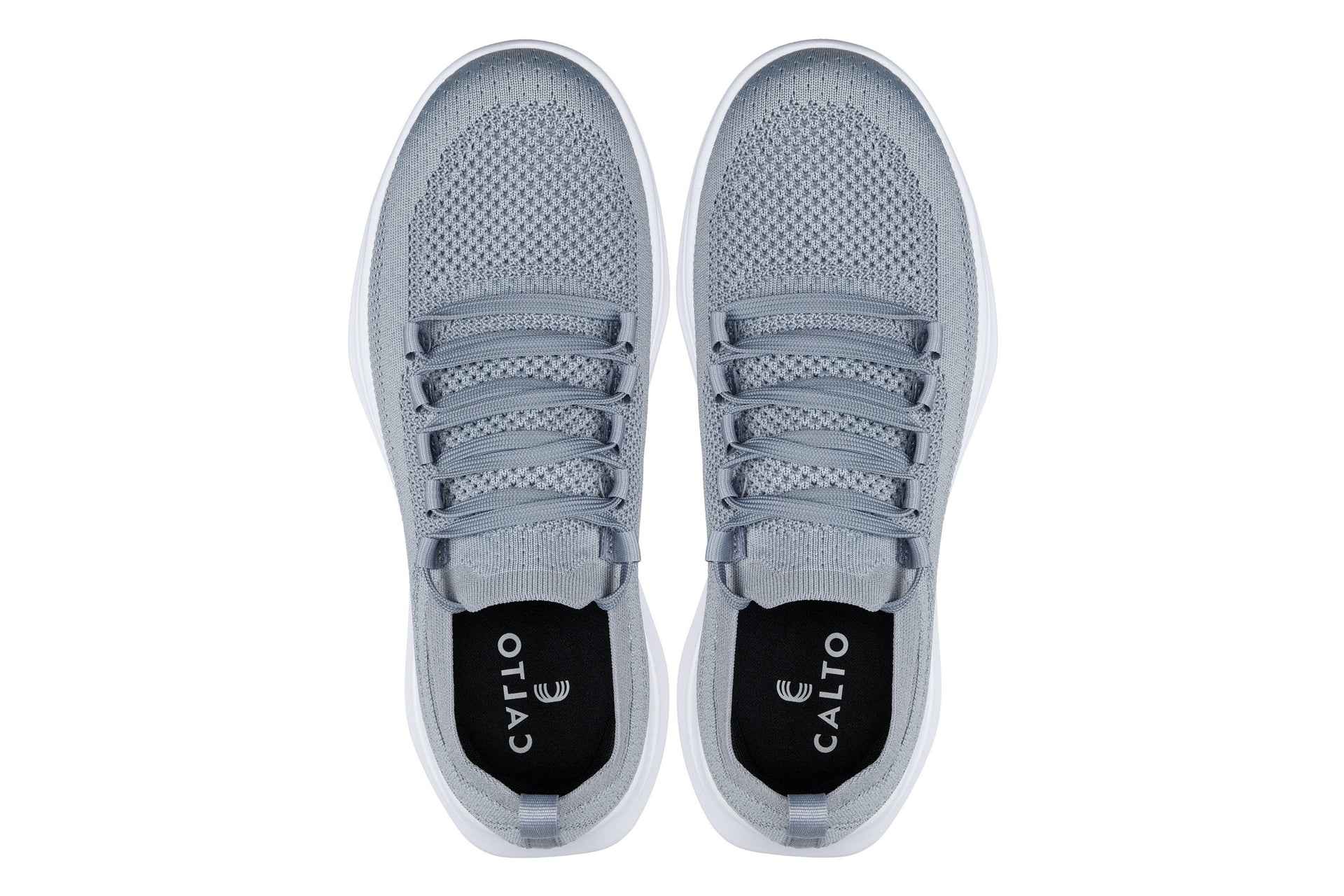 CALTO - QA065 - 2.4 Inches Taller (Grey/White Sole) - Lightweight Knitted Sneakers Tallmenshoes.com