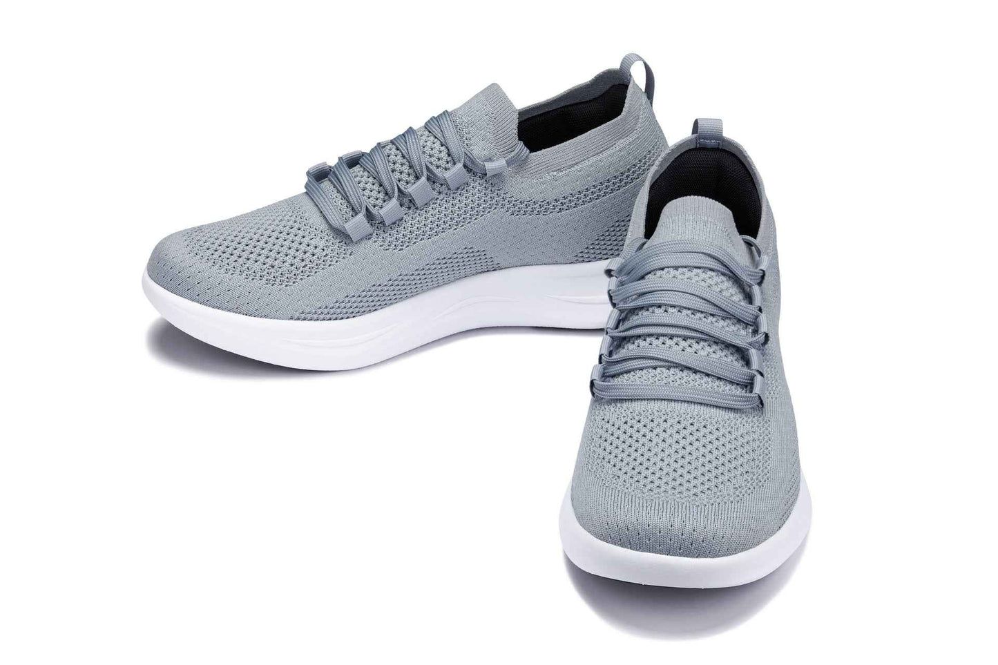 CALTO - QA065 - 2.4 Inches Taller (Grey/White Sole) - Lightweight Knitted Sneakers Tallmenshoes.com