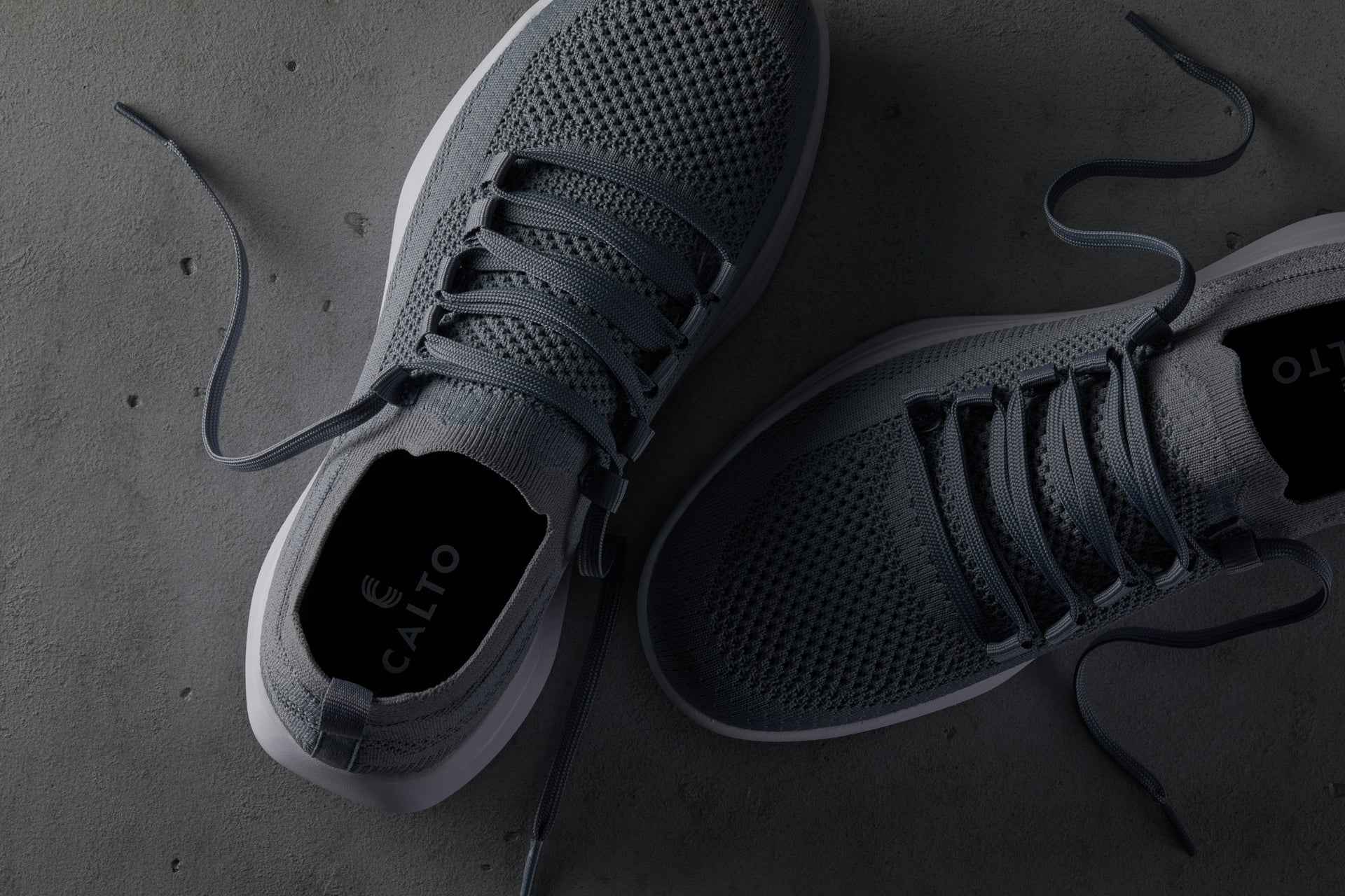 CALTO - QA065 - 2.4 Inches Taller (Grey/White Sole) - Lightweight Knitted Sneakers Tallmenshoes.com