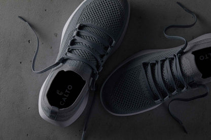 CALTO - QA065 - 2.4 Inches Taller (Grey/White Sole) - Lightweight Knitted Sneakers Tallmenshoes.com