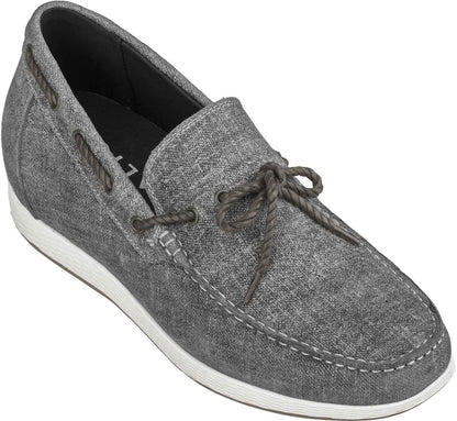 CALTO Denim Grey Boat Shoes - 2.4 Inches - S1101 Tallmenshoes.com