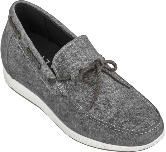 CALTO Denim Grey Boat Shoes - 2.4 Inches - S1101 Tallmenshoes.com