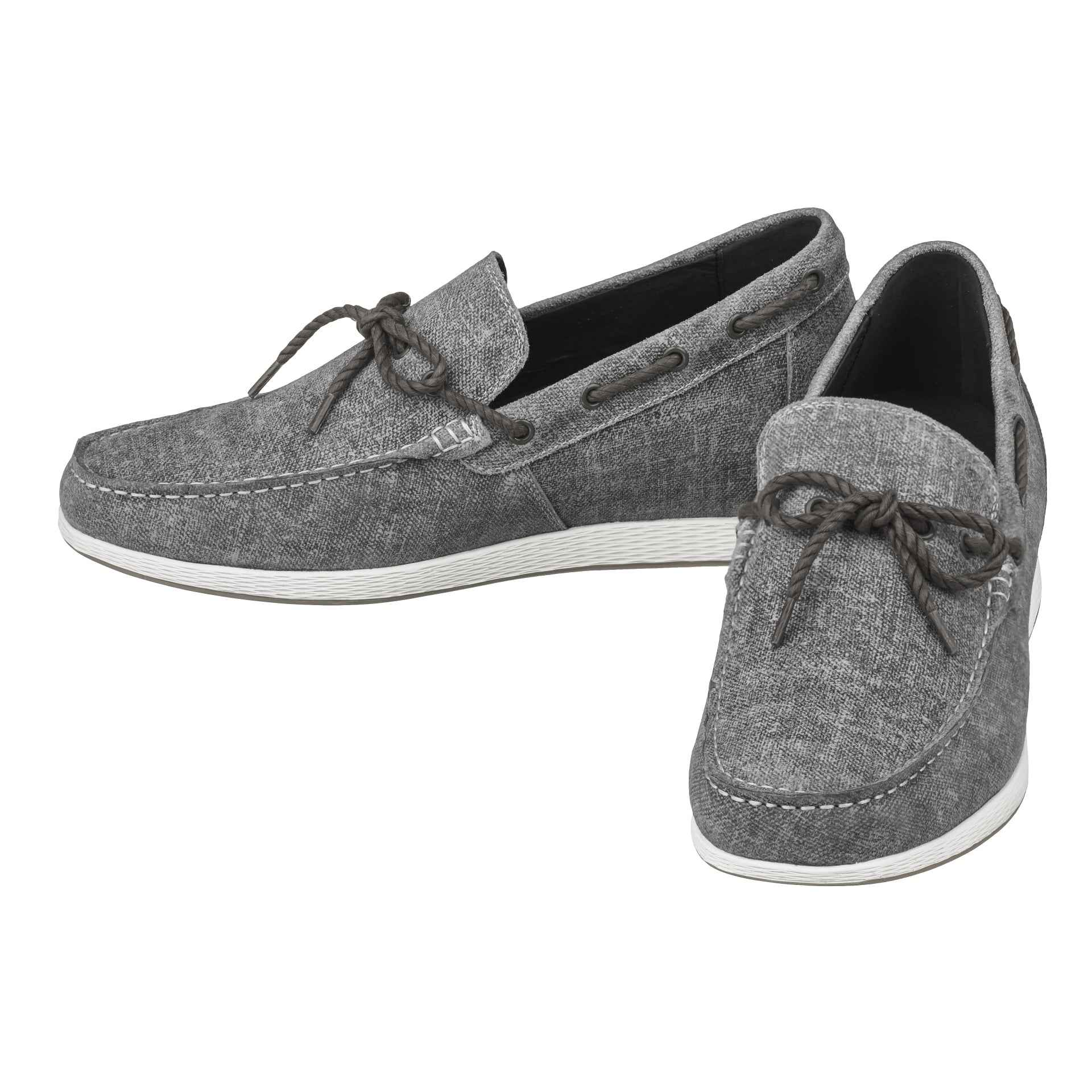 CALTO Denim Grey Boat Shoes - 2.4 Inches - S1101 Tallmenshoes.com