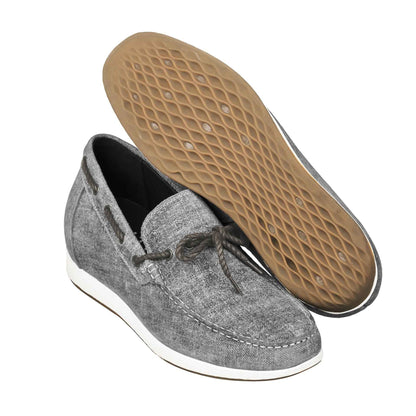 CALTO Denim Grey Boat Shoes - 2.4 Inches - S1101 Tallmenshoes.com
