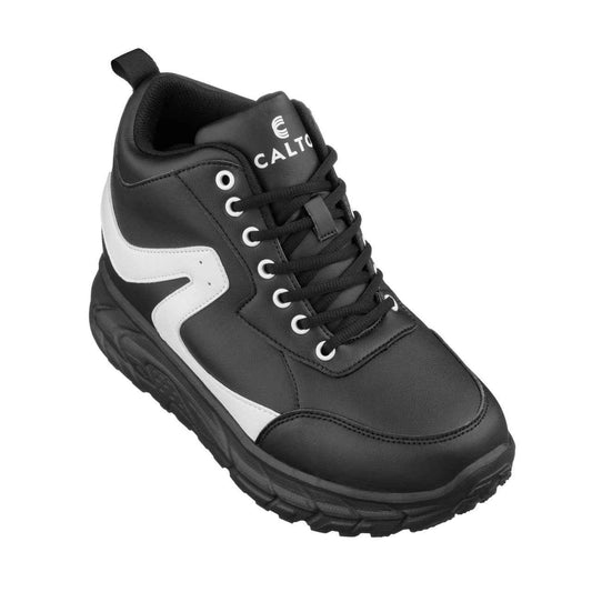 CALTO - S22772 - 4 Inches Taller (Black/White) - Hiking Style Boots Tallmenshoes.com