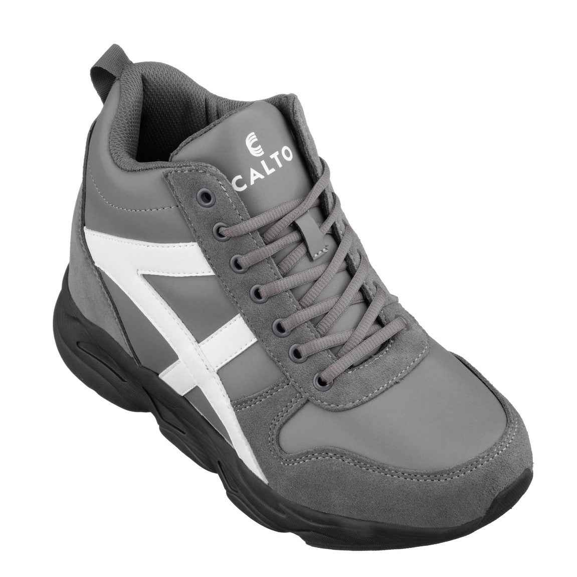 CALTO - S22781 - 3.6 Inches Taller (Grey/White) - Hiking Style Boots Tallmenshoes.com