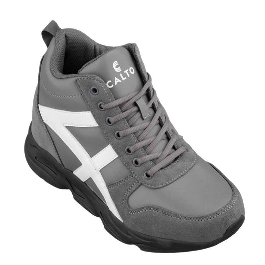 CALTO - S22781 - 3.6 Inches Taller (Grey/White) - Hiking Style Boots Tallmenshoes.com