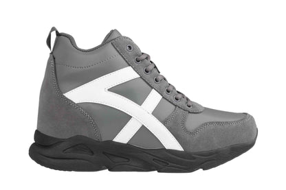 CALTO - S22781 - 3.6 Inches Taller (Grey/White) - Hiking Style Boots Tallmenshoes.com