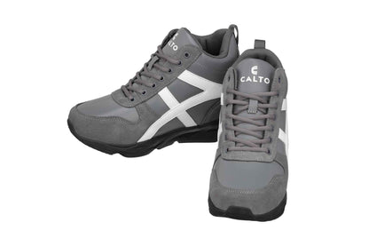 CALTO - S22781 - 3.6 Inches Taller (Grey/White) - Hiking Style Boots Tallmenshoes.com