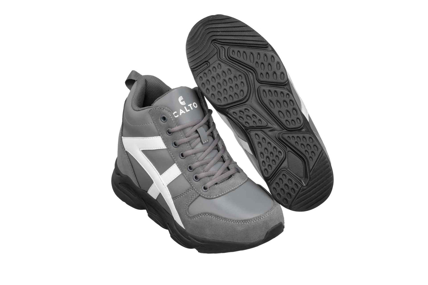 CALTO - S22781 - 3.6 Inches Taller (Grey/White) - Hiking Style Boots Tallmenshoes.com