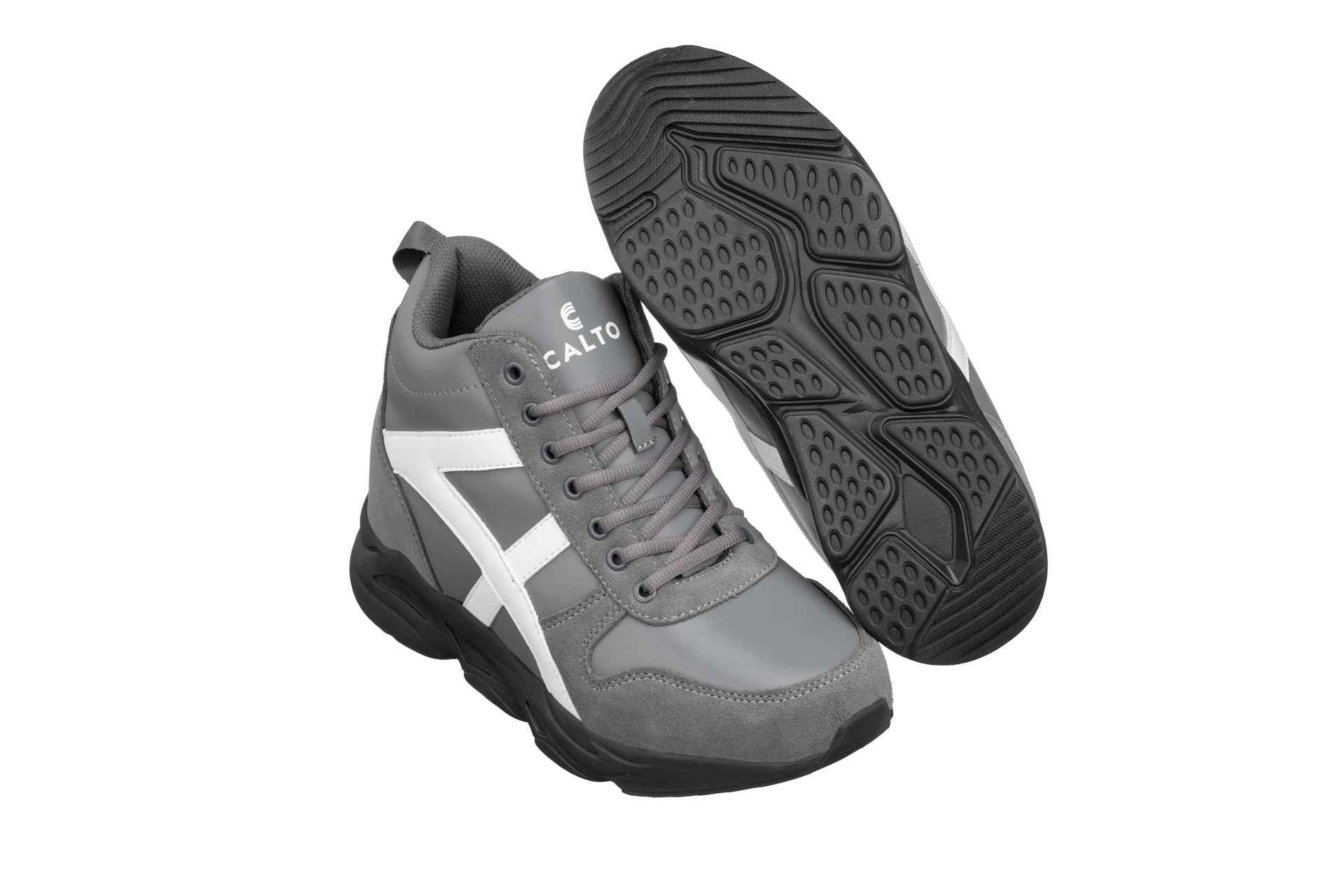 CALTO - S22781 - 3.6 Inches Taller (Grey/White) - Hiking Style Boots Tallmenshoes.com