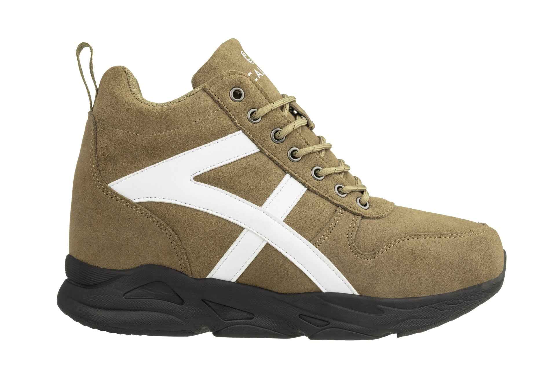 CALTO - S22782 - 3.6 Inches Taller (Khaki/White) - Hiking Style Boots Tallmenshoes.com