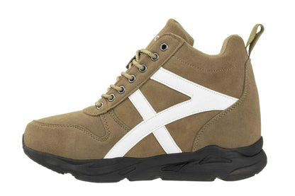 CALTO - S22782 - 3.6 Inches Taller (Khaki/White) - Hiking Style Boots Tallmenshoes.com