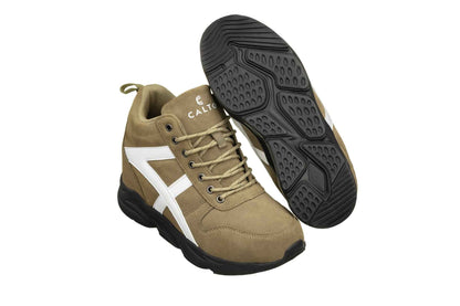 CALTO - S22782 - 3.6 Inches Taller (Khaki/White) - Hiking Style Boots Tallmenshoes.com