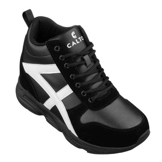 CALTO - S22783 - 3.6 Inches Taller (Black/White) - Hiking Style Boots Tallmenshoes.com