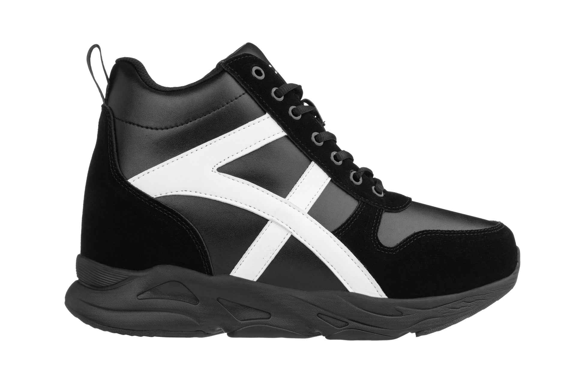 CALTO - S22783 - 3.6 Inches Taller (Black/White) - Hiking Style Boots Tallmenshoes.com