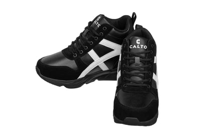 CALTO - S22783 - 3.6 Inches Taller (Black/White) - Hiking Style Boots Tallmenshoes.com