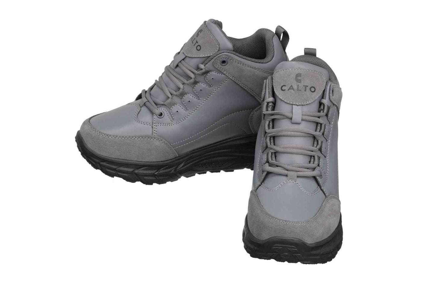 CALTO - S22799 - 4 Inches Taller (Grey) - Hiking Style Boots Tallmenshoes.com