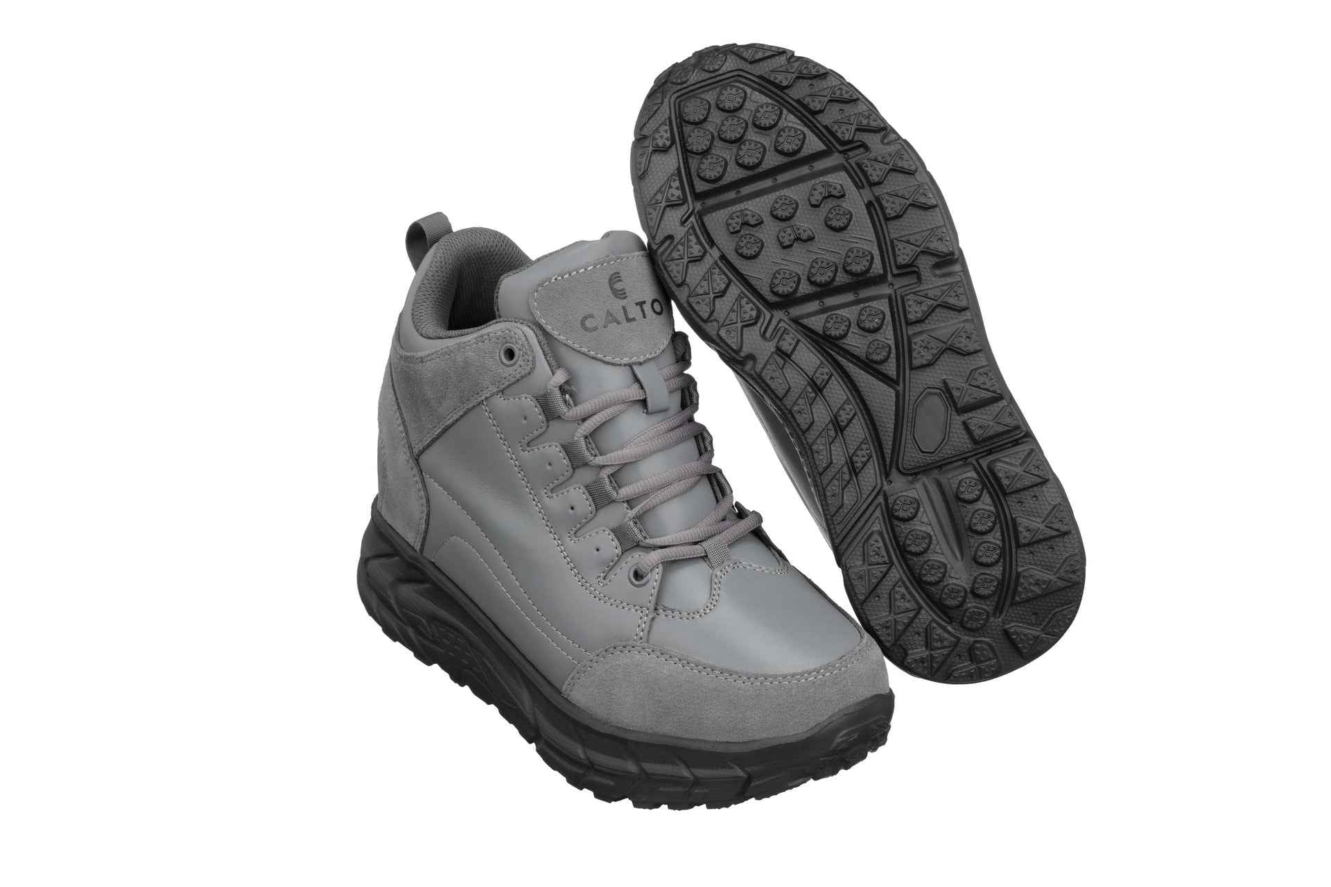 CALTO - S22799 - 4 Inches Taller (Grey) - Hiking Style Boots Tallmenshoes.com