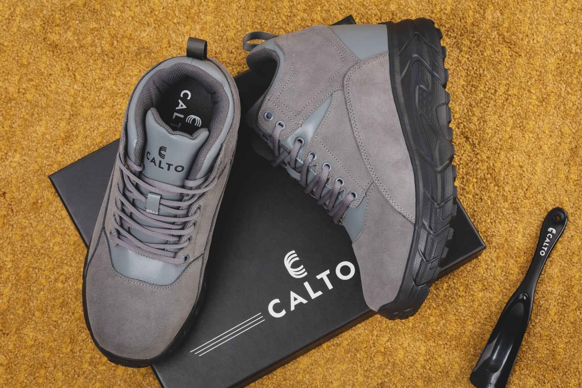 CALTO - S22800 - 4 Inches Taller (Grey) - Hiking Style Boots Tallmenshoes.com