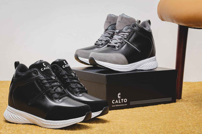 CALTO - S22818 - 3.6 Inches Taller (Black) - High - Top Sneakers Tallmenshoes.com