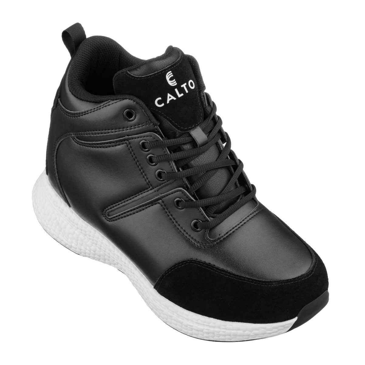 CALTO - S22818 - 3.6 Inches Taller (Black) - High - Top Sneakers Tallmenshoes.com