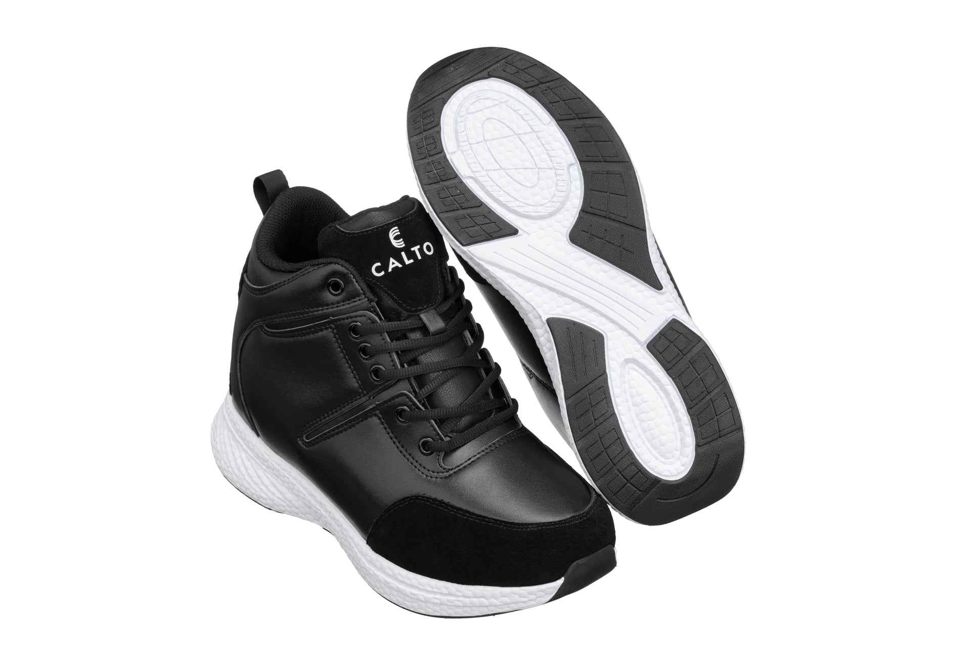 CALTO - S22818 - 3.6 Inches Taller (Black) - High - Top Sneakers Tallmenshoes.com