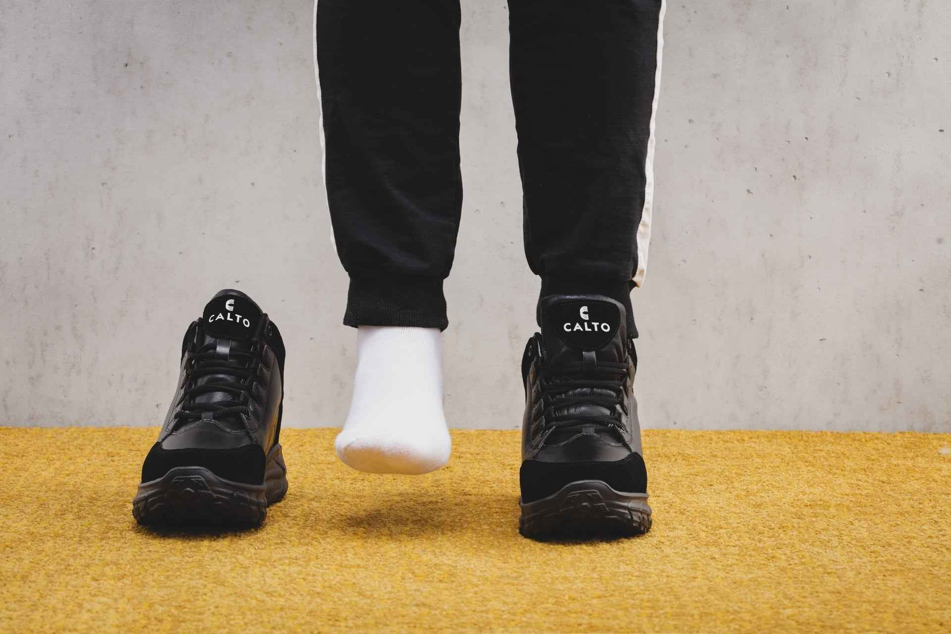 CALTO - S22818 - 3.6 Inches Taller (Black) - High - Top Sneakers Tallmenshoes.com