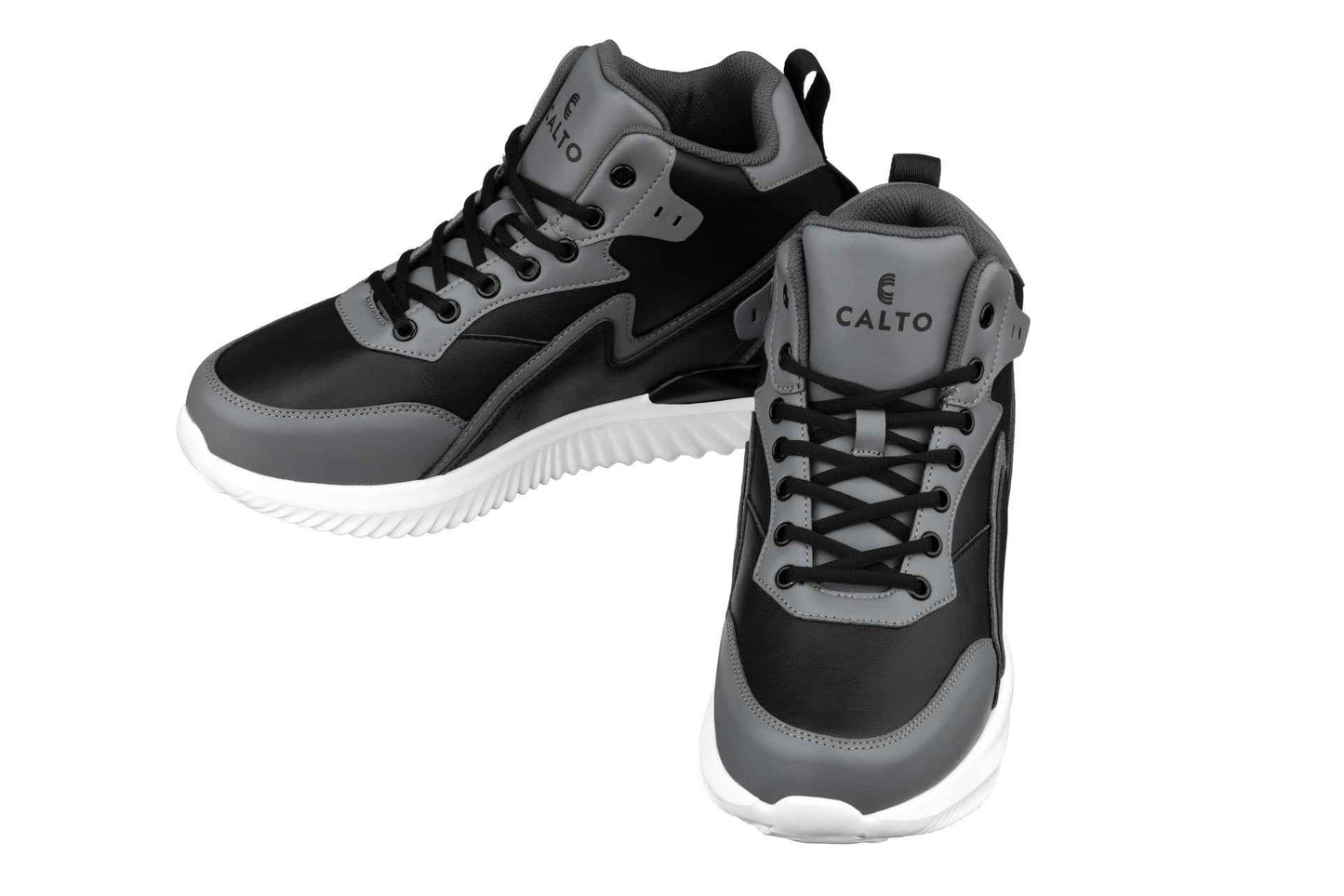 CALTO - S3061 - 4 Inches Taller (Black/Grey) - Lightweight Sneakers Tallmenshoes.com