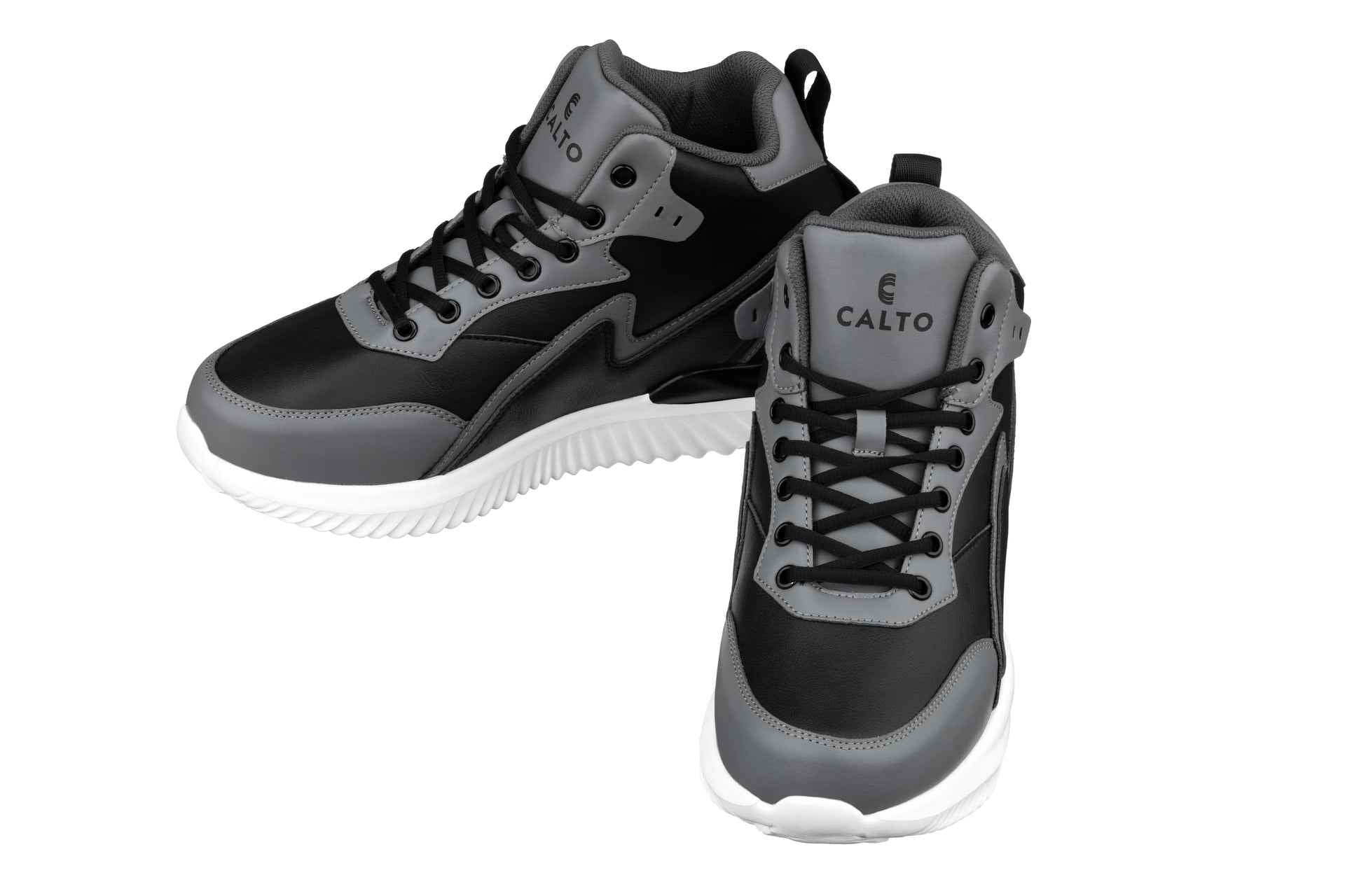 CALTO - S3061 - 4 Inches Taller (Black/Grey) - Lightweight Sneakers Tallmenshoes.com