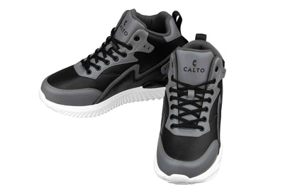 CALTO - S3061 - 4 Inches Taller (Black/Grey) - Lightweight Sneakers Tallmenshoes.com