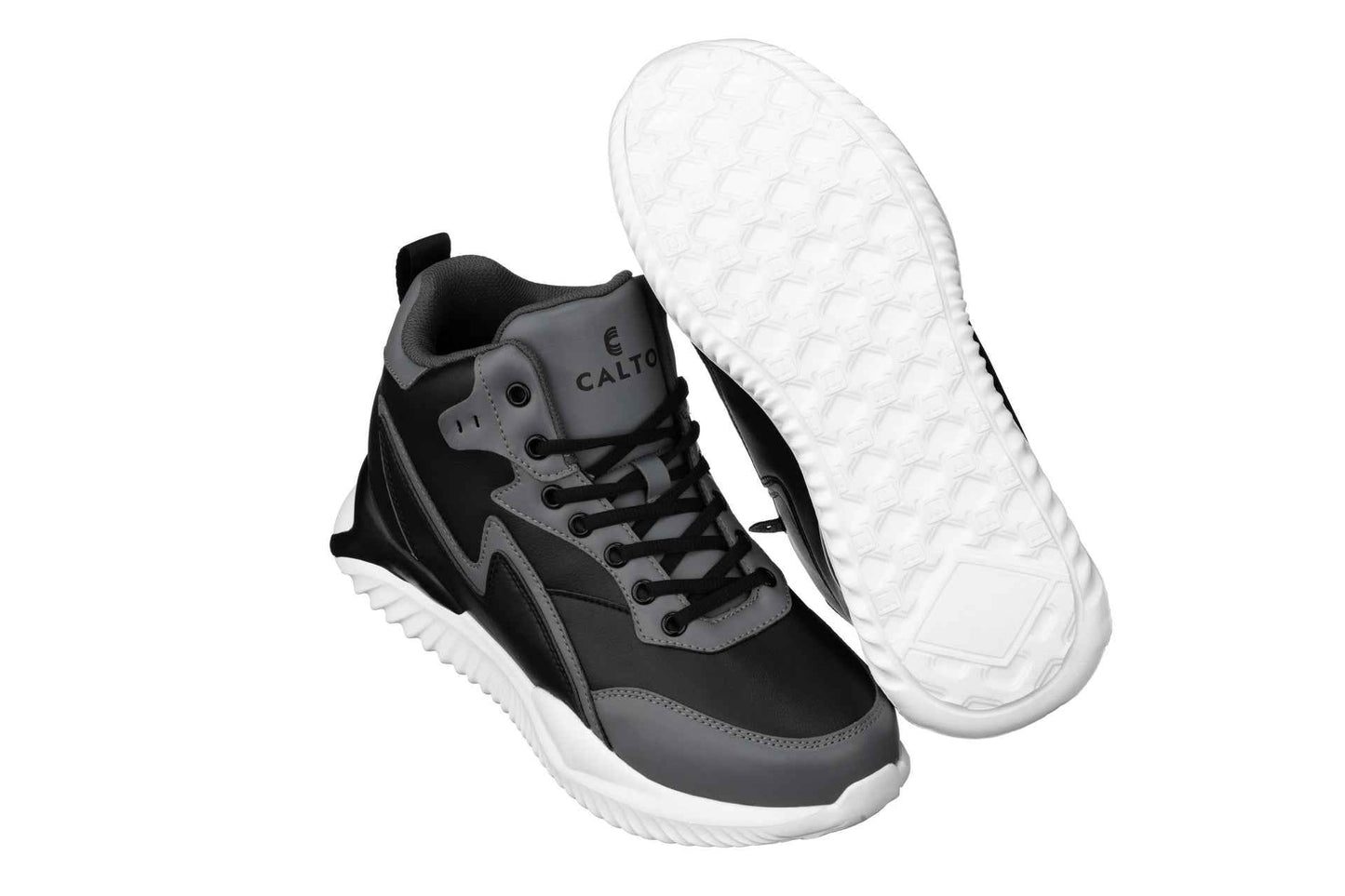 CALTO - S3061 - 4 Inches Taller (Black/Grey) - Lightweight Sneakers Tallmenshoes.com