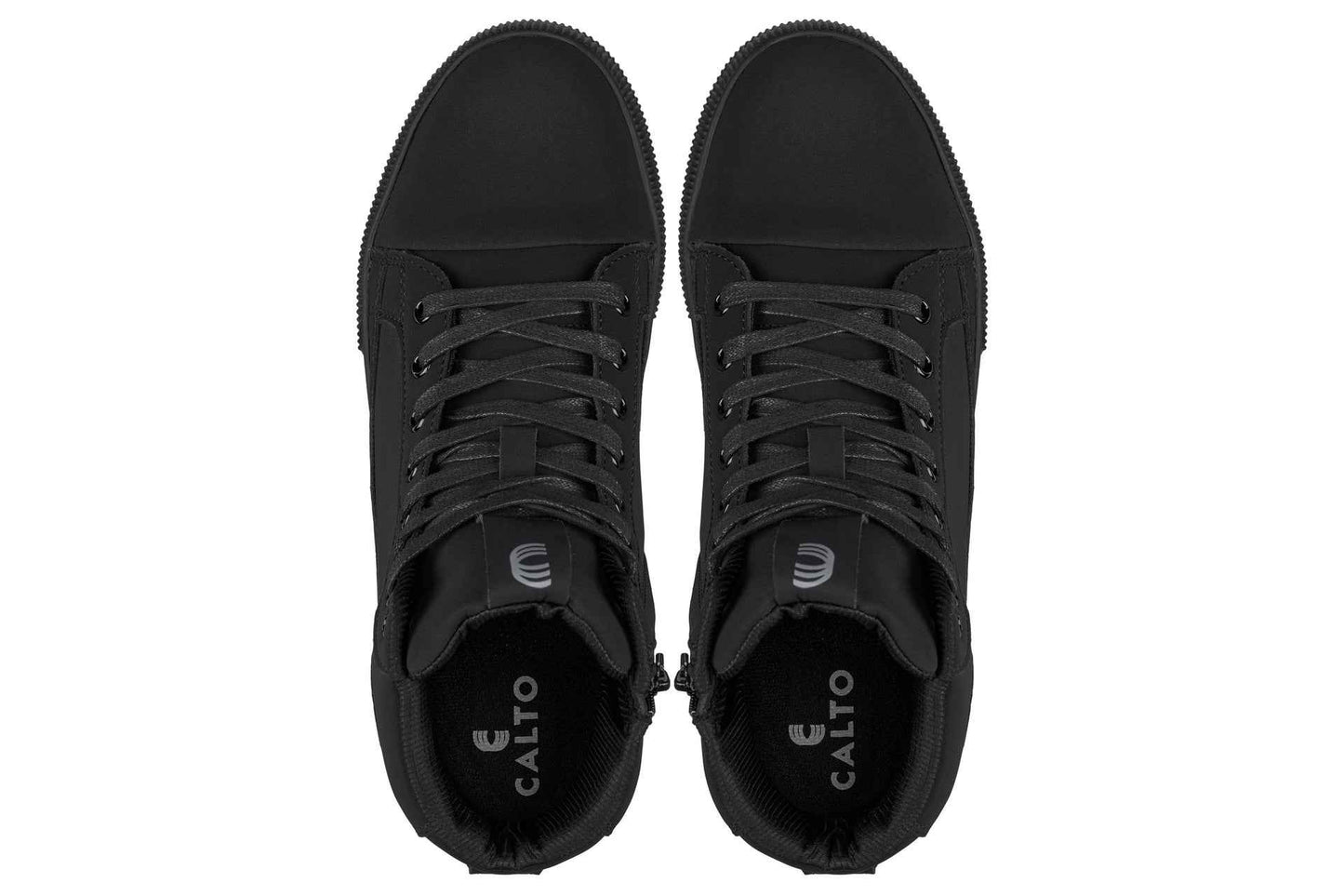 CALTO - S3421 - 2.4 Inches Taller (Black) - Cap Toe High Top Zip-Up Sneaker Boots Tallmenshoes.com