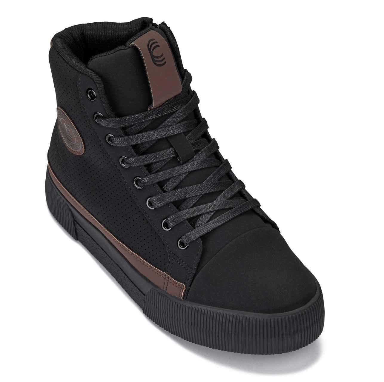 CALTO - S3422 - 2.4 Inches Taller (Black/Coffee Brown) - Cap Toe High Top Zip-Up Sneaker Boots Tallmenshoes.com
