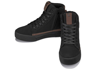 CALTO - S3422 - 2.4 Inches Taller (Black/Coffee Brown) - Cap Toe High Top Zip-Up Sneaker Boots Tallmenshoes.com