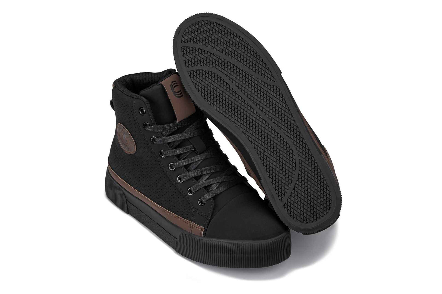CALTO - S3422 - 2.4 Inches Taller (Black/Coffee Brown) - Cap Toe High Top Zip-Up Sneaker Boots Tallmenshoes.com