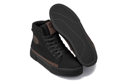 CALTO - S3422 - 2.4 Inches Taller (Black/Coffee Brown) - Cap Toe High Top Zip-Up Sneaker Boots Tallmenshoes.com