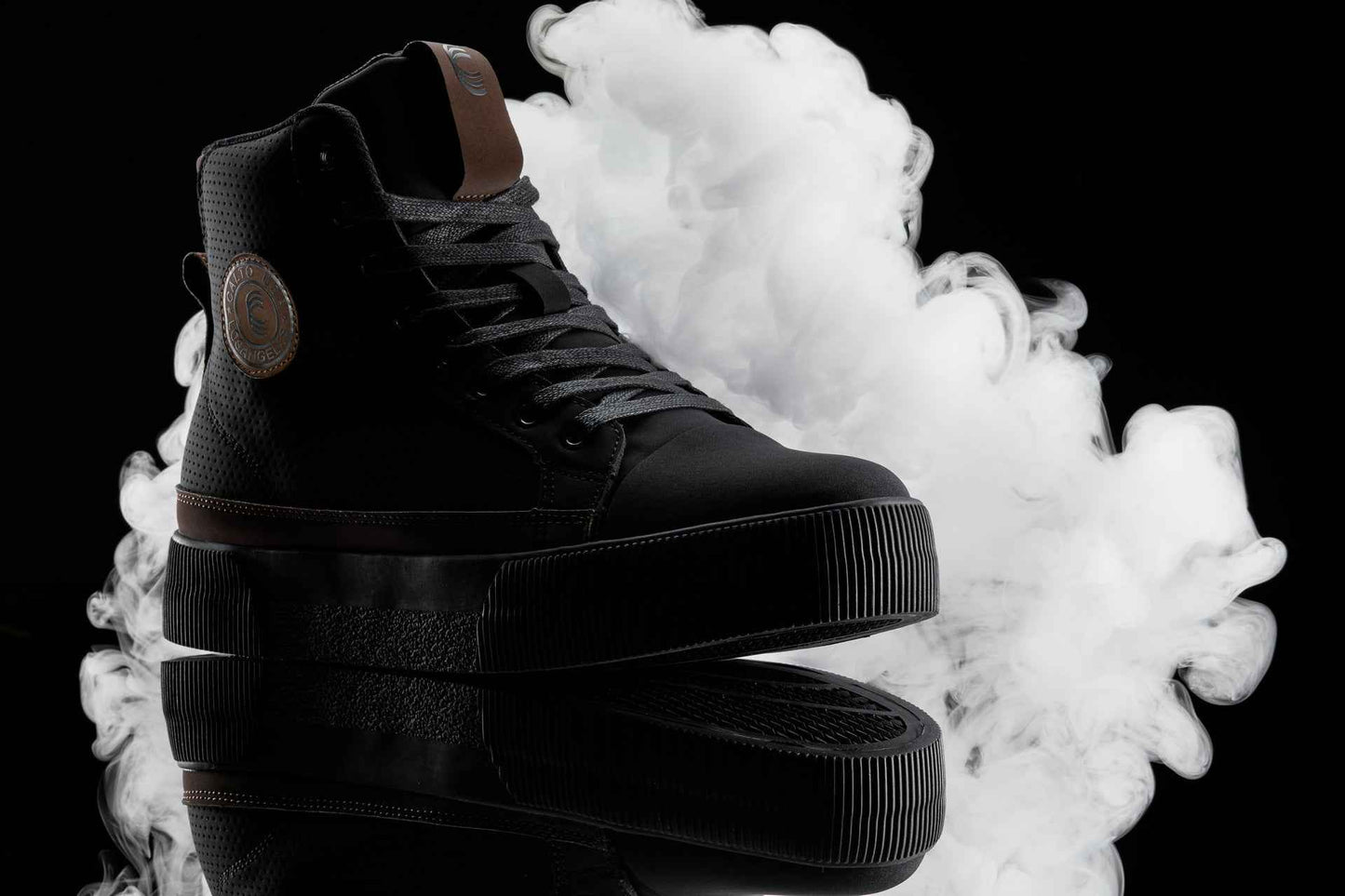 CALTO - S3422 - 2.4 Inches Taller (Black/Coffee Brown) - Cap Toe High Top Zip-Up Sneaker Boots Tallmenshoes.com