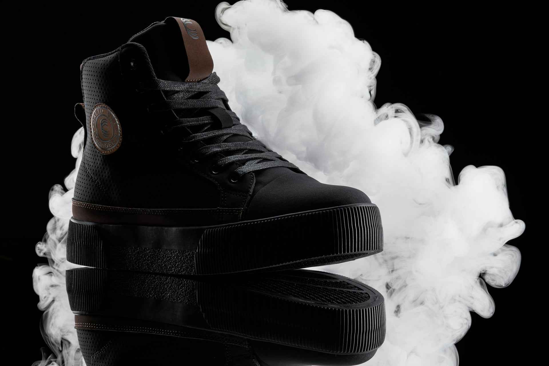 CALTO - S3422 - 2.4 Inches Taller (Black/Coffee Brown) - Cap Toe High Top Zip-Up Sneaker Boots Tallmenshoes.com