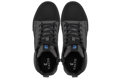CALTO - S3423 - 2.4 Inches Taller (Grey) - Cap Toe High Top Zip-Up Sneaker Boots Tallmenshoes.com