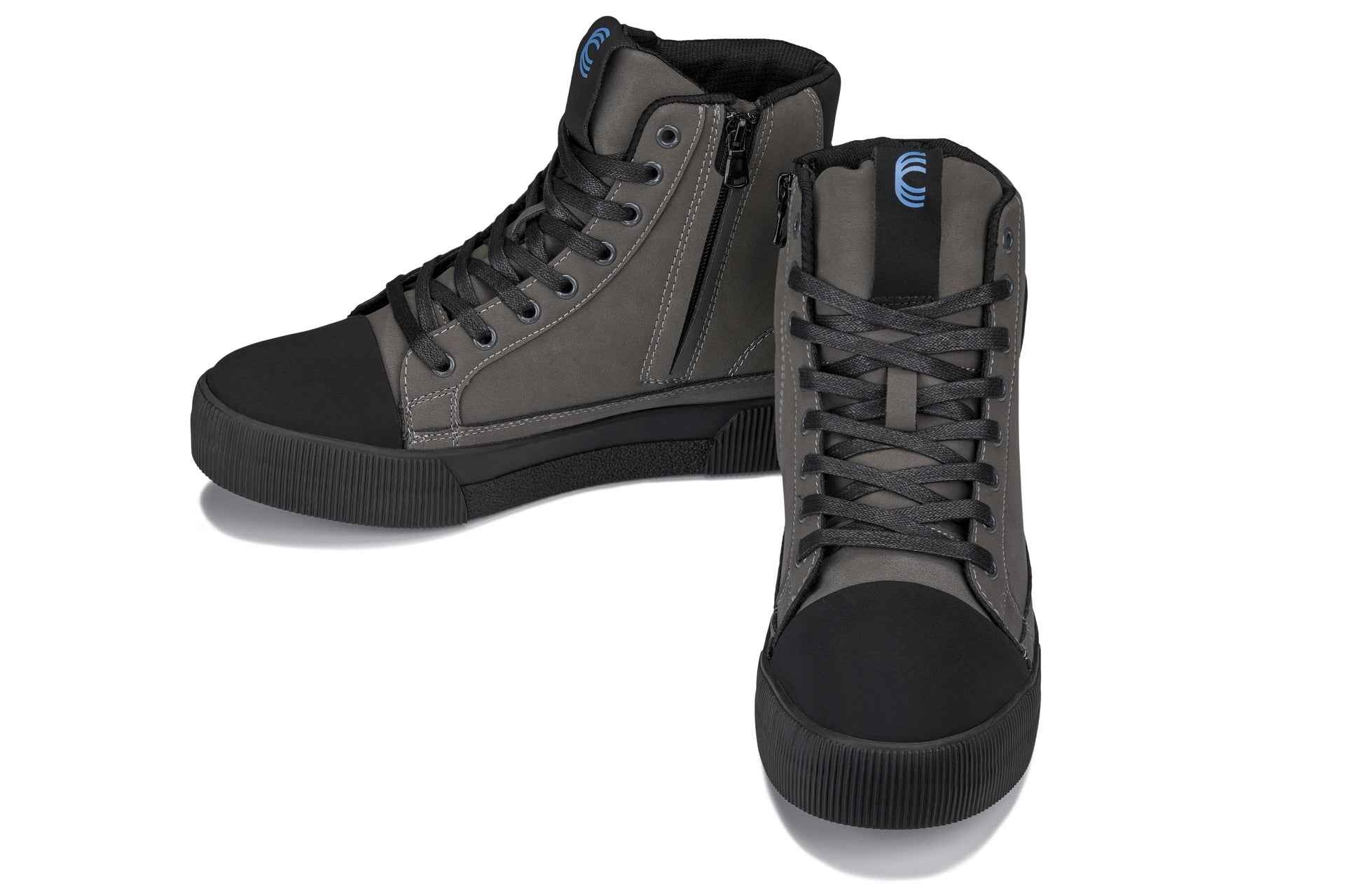 CALTO - S3423 - 2.4 Inches Taller (Grey) - Cap Toe High Top Zip-Up Sneaker Boots Tallmenshoes.com