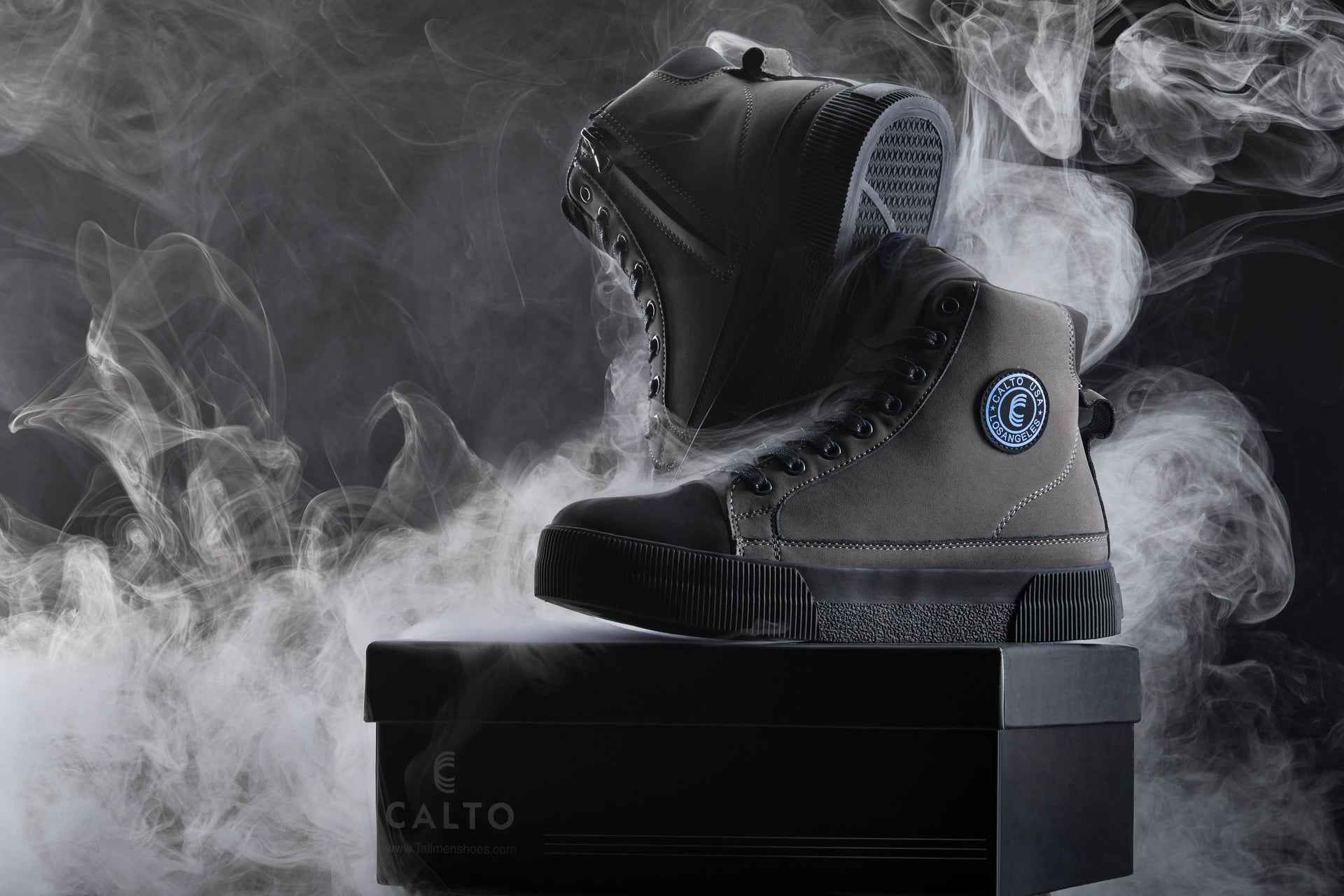 CALTO - S3423 - 2.4 Inches Taller (Grey) - Cap Toe High Top Zip-Up Sneaker Boots Tallmenshoes.com