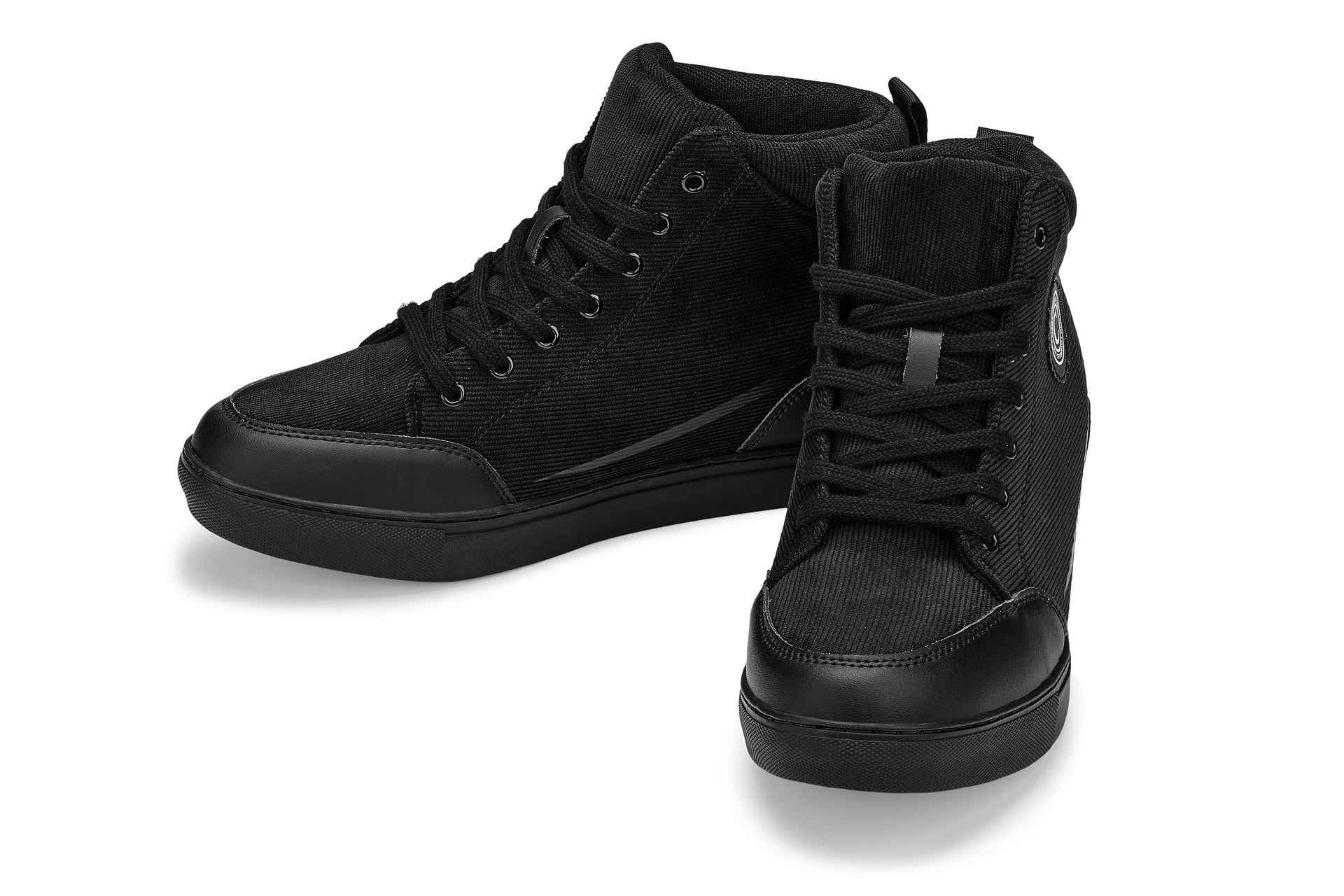 CALTO - S4130 - 2.6 Inches Taller (Onyx/Black Sole) - Corduroy Ankle Top Sneak-boot Tallmenshoes.com