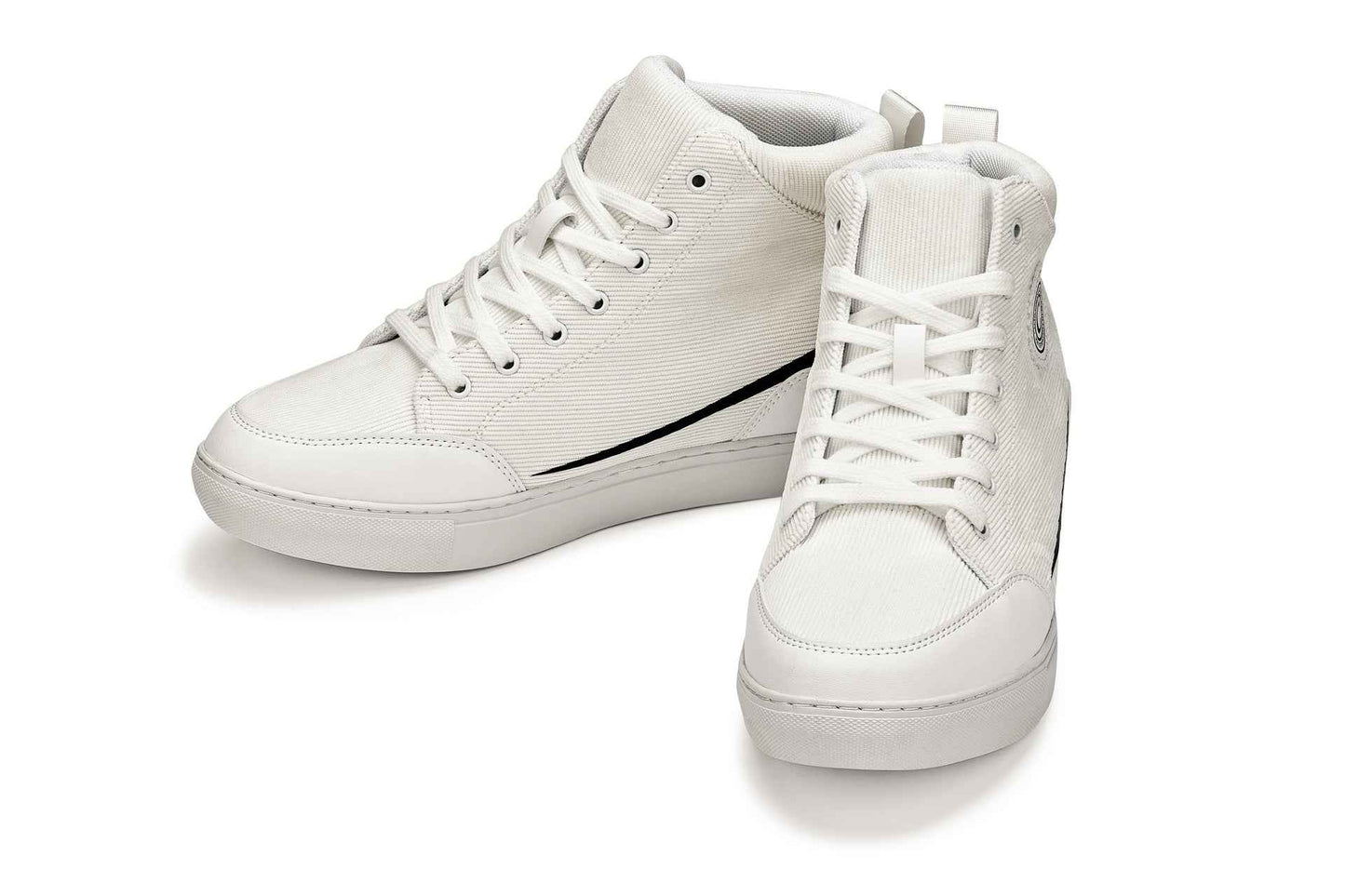 CALTO - S4131 - 2.6 Inches Taller (Off-White/White Sole) - Corduroy Ankle Top Sneak-boot Tallmenshoes.com
