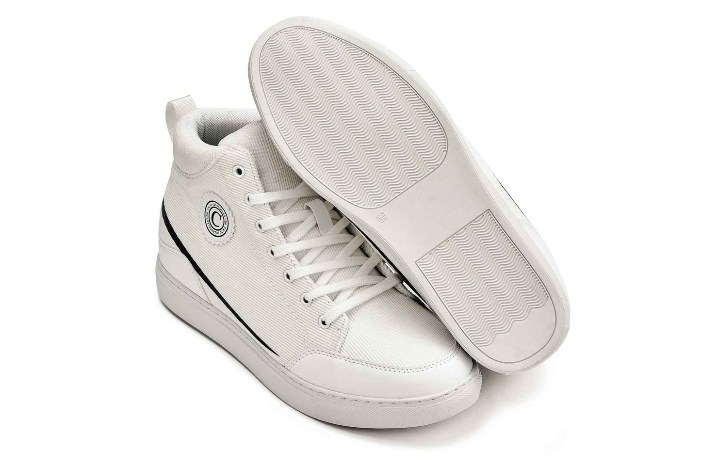 CALTO - S4131 - 2.6 Inches Taller (Off-White/White Sole) - Corduroy Ankle Top Sneak-boot Tallmenshoes.com