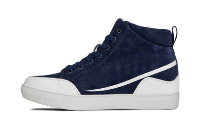 CALTO - S4132 - 2.6 Inches Taller (Navy/White Sole) - Corduroy Ankle Top Sneak-boot Tallmenshoes.com