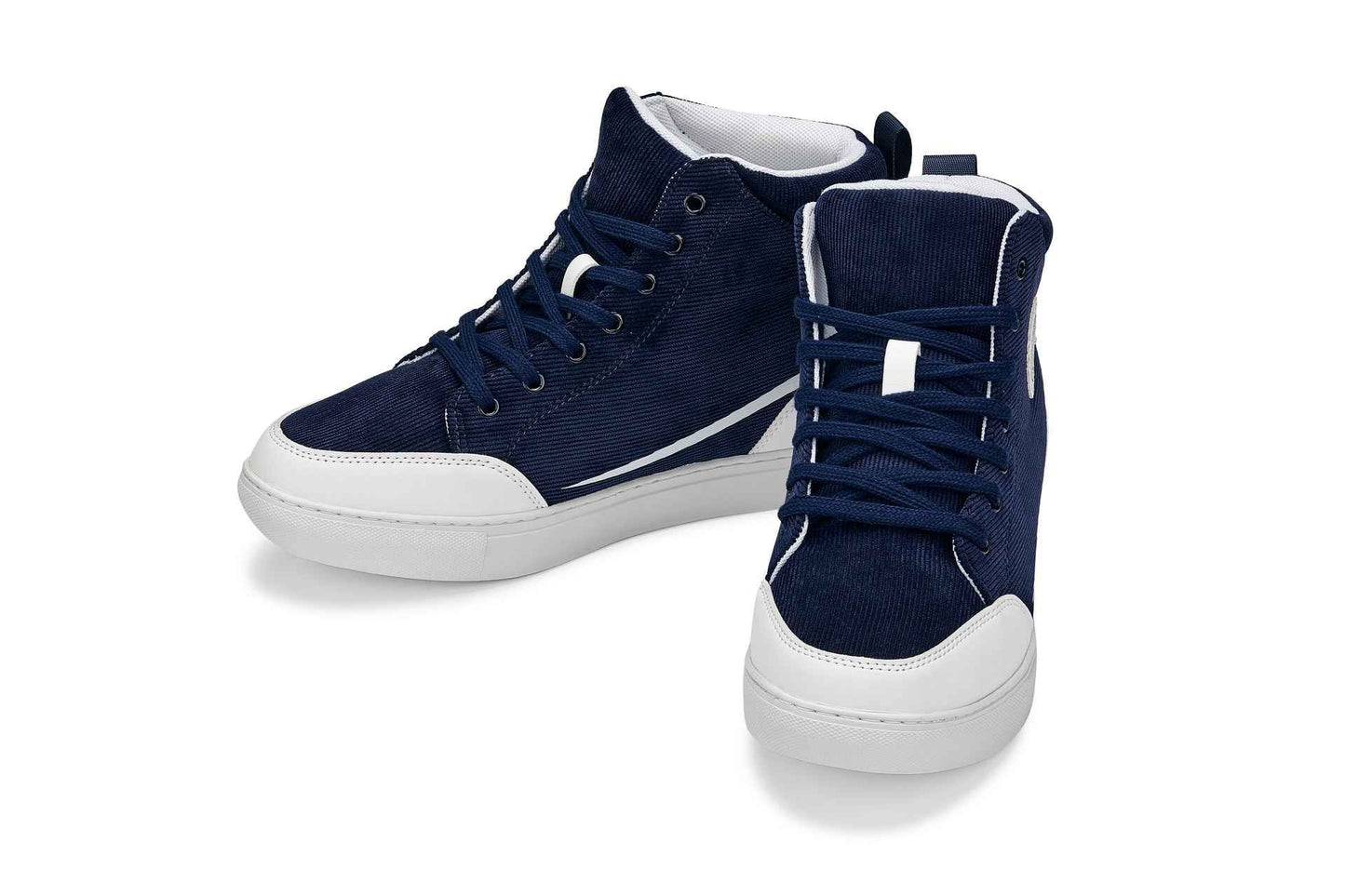 CALTO - S4132 - 2.6 Inches Taller (Navy/White Sole) - Corduroy Ankle Top Sneak-boot Tallmenshoes.com