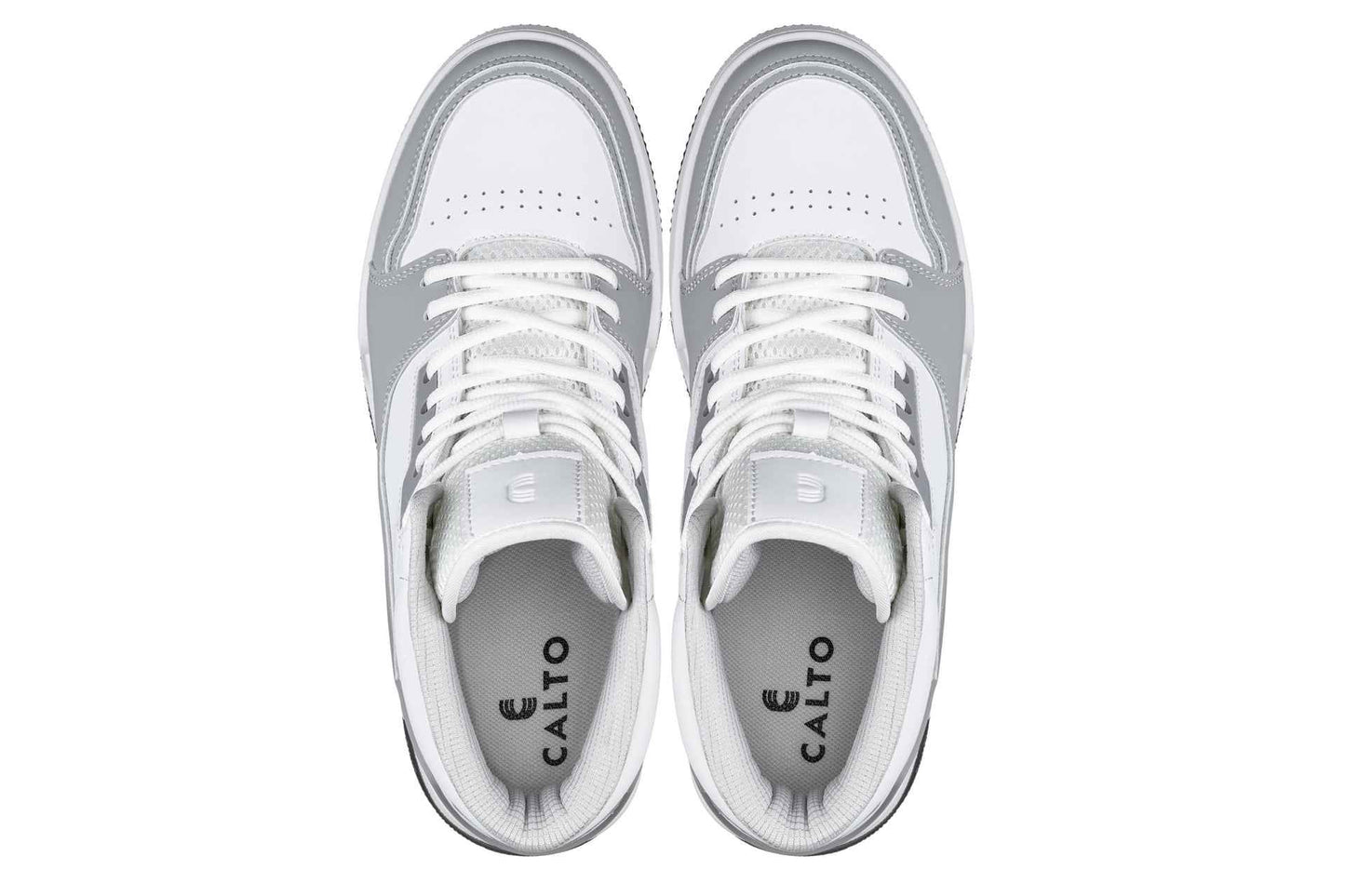 CALTO - S4751 - 3 Inches Taller (White/Grey) - High Top Sneakers Tallmenshoes.com