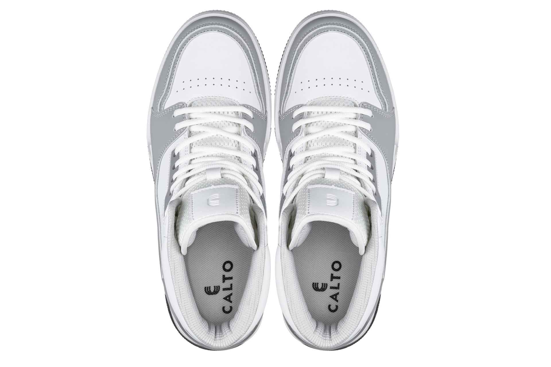 CALTO - S4751 - 3 Inches Taller (White/Grey) - High Top Sneakers Tallmenshoes.com
